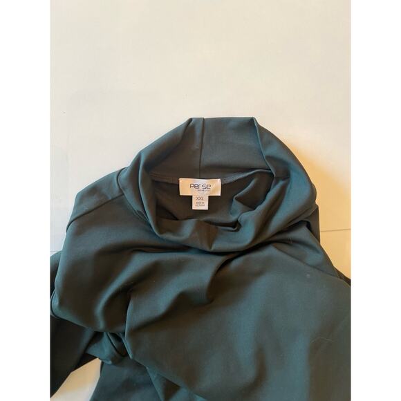 Per Se Womens Stretch Mock Neck Long Sleeved Nylon Turtleneck Green Size XXL - Picture 3 of 6